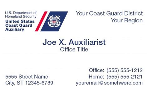 coast guard auxiliary business cards.